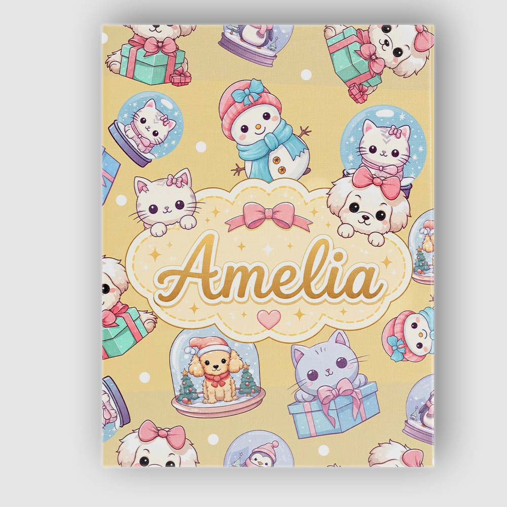 Personalised Name Cute Kawaii Christmas Custom  Modern Room Accent Elegant Feature Canvas Wall Art Print Decor Picture Ready to Hang