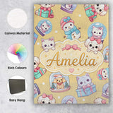 Personalised Name Cute Kawaii Christmas Custom  Modern Room Accent Elegant Feature Canvas Wall Art Print Decor Picture Ready to Hang