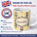 Personalized Custom Name Cute Nutcracker Soldiers Soft Beige Background Seamless Pattern Name 11oz Ceramic Coffee Tea Mug White Large Handle