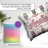 Custom Name Nutcracker Soldiers Light Grey Seamless Pattern Name Square Filled Cushion Throw Pillow Sofa Bed Home Decor Zip Washable UK Made