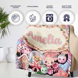 Cute Christmas Gingerbread Candy House Seamless Pattern Name Unique  Personalised Custom Name Super Soft Fleece Blanket Bed Sofa Throw