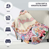 Cute Christmas Gingerbread Candy House Seamless Pattern Name Unique  Personalised Custom Name Super Soft Fleece Blanket Bed Sofa Throw