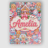 Personalised Name Cute Christmas Gingerbread Custom Bespoke  Contemporary Display Canvas Wall Art Print Decor Picture Ready to Hang