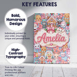 Personalised Name Cute Christmas Gingerbread Custom Bespoke  Contemporary Display Canvas Wall Art Print Decor Picture Ready to Hang