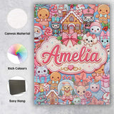 Personalised Name Cute Christmas Gingerbread Custom Bespoke  Contemporary Display Canvas Wall Art Print Decor Picture Ready to Hang