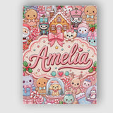 Personalised Name Cute Christmas Gingerbread Custom Bespoke  Contemporary Display Canvas Wall Art Print Decor Picture Ready to Hang