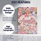 Personalised Name Cute Christmas Gingerbread Custom Bespoke  Contemporary Display Canvas Wall Art Print Decor Picture Ready to Hang