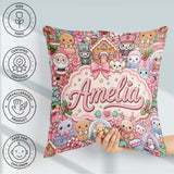 Custom Name Christmas Gingerbread Candy Warm Beige Seamless Name Square Filled Cushion Throw Pillow Sofa Bed Home Decor Zip Washable UK Made