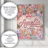 Personalised Name Cute Christmas Gingerbread Custom Bespoke  Contemporary Display Canvas Wall Art Print Decor Picture Ready to Hang