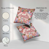 Custom Name Christmas Gingerbread Candy Warm Beige Seamless Name Square Filled Cushion Throw Pillow Sofa Bed Home Decor Zip Washable UK Made