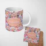 Personalized Custom Name Cute Christmas Gingerbread Candy Soft Cream Seamless Pattern Name 11oz Ceramic Coffee Tea Mug White Large Handle