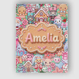Personalised Name Cute Christmas Gingerbread Custom Bespoke  Contemporary Display Canvas Wall Art Print Decor Picture Ready to Hang