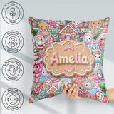 Custom Name Christmas Gingerbread Candy Festive Green Background Square Filled Cushion Throw Pillow Sofa Bed Home Decor Zip Washable UK Made