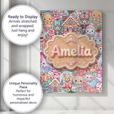 Personalised Name Cute Christmas Gingerbread Custom Bespoke  Contemporary Display Canvas Wall Art Print Decor Picture Ready to Hang