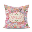 Custom Name Cute Gingerbread Candy Soft Pink Background Seamless Square Filled Cushion Throw Pillow Sofa Bed Home Decor Zip Washable UK Made
