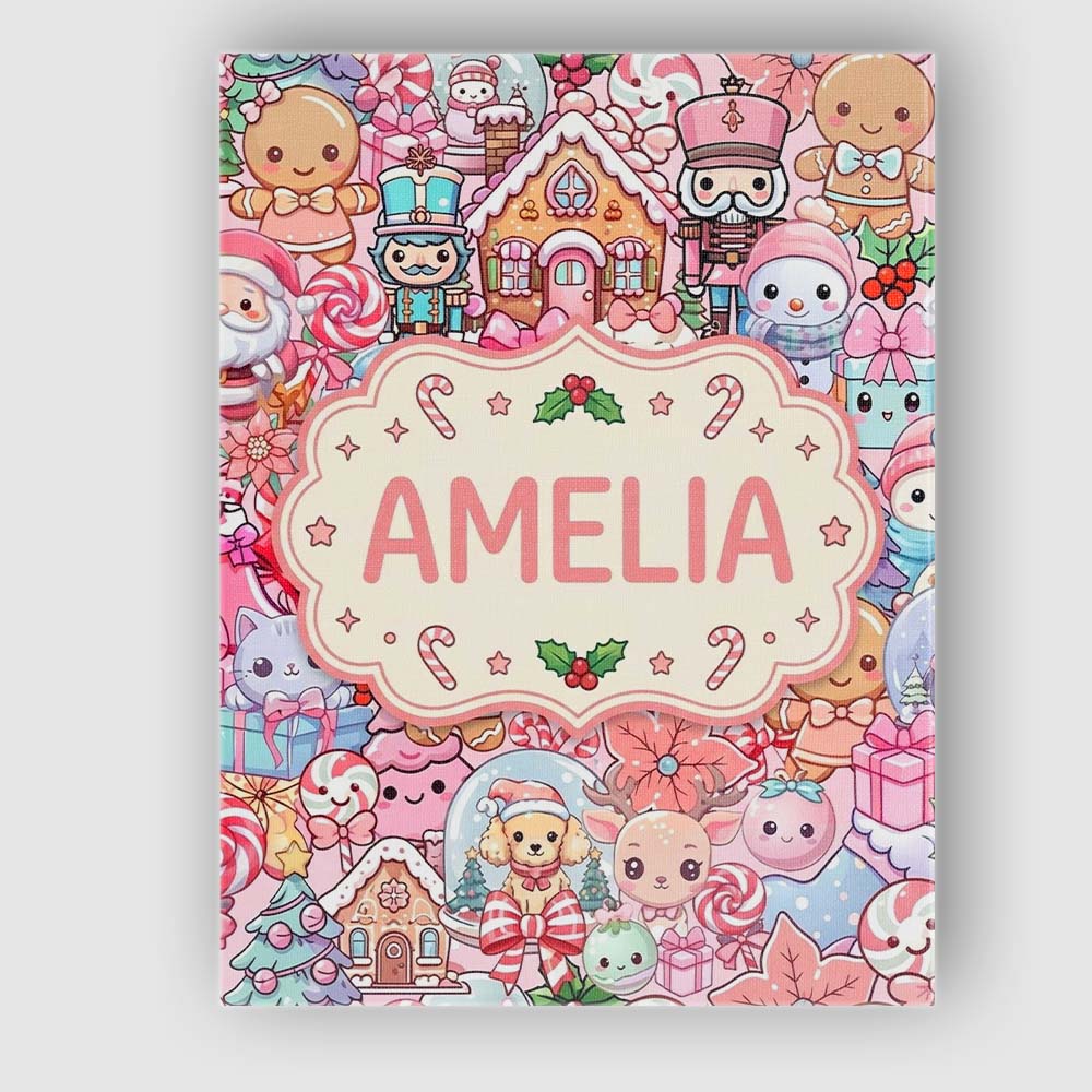 Personalised Name Cute Christmas Gingerbread Custom Bespoke  Contemporary Display Canvas Wall Art Print Decor Picture Ready to Hang
