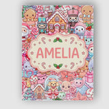 Personalised Name Cute Christmas Gingerbread Custom Bespoke  Contemporary Display Canvas Wall Art Print Decor Picture Ready to Hang