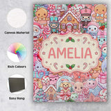 Personalised Name Cute Christmas Gingerbread Custom Bespoke  Contemporary Display Canvas Wall Art Print Decor Picture Ready to Hang