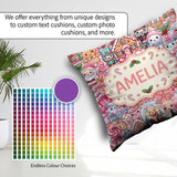 Custom Name Cute Gingerbread Candy Soft Pink Background Seamless Square Filled Cushion Throw Pillow Sofa Bed Home Decor Zip Washable UK Made