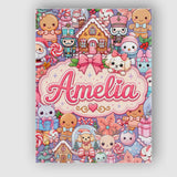 Personalised Name Cute Christmas Gingerbread Custom Bespoke  Contemporary Display Canvas Wall Art Print Decor Picture Ready to Hang