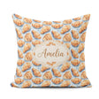 Custom Name Croissant Pastry Soft Blue Artistic Seamless Pattern Square Filled Cushion Throw Pillow Sofa Bed Home Decor Zip Washable UK Made