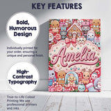 Personalised Name Cute Christmas Gingerbread Custom Bespoke  Contemporary Display Canvas Wall Art Print Decor Picture Ready to Hang