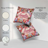 Custom Name Cute Christmas Gingerbread Candy Bright Red Seamless Square Filled Cushion Throw Pillow Sofa Bed Home Decor Zip Washable UK Made