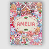 Personalised Name Cute Christmas Gingerbread Custom Bespoke  Contemporary Display Canvas Wall Art Print Decor Picture Ready to Hang