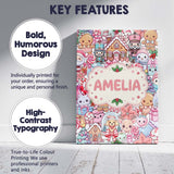 Personalised Name Cute Christmas Gingerbread Custom Bespoke  Contemporary Display Canvas Wall Art Print Decor Picture Ready to Hang