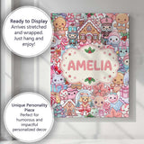 Personalised Name Cute Christmas Gingerbread Custom Bespoke  Contemporary Display Canvas Wall Art Print Decor Picture Ready to Hang