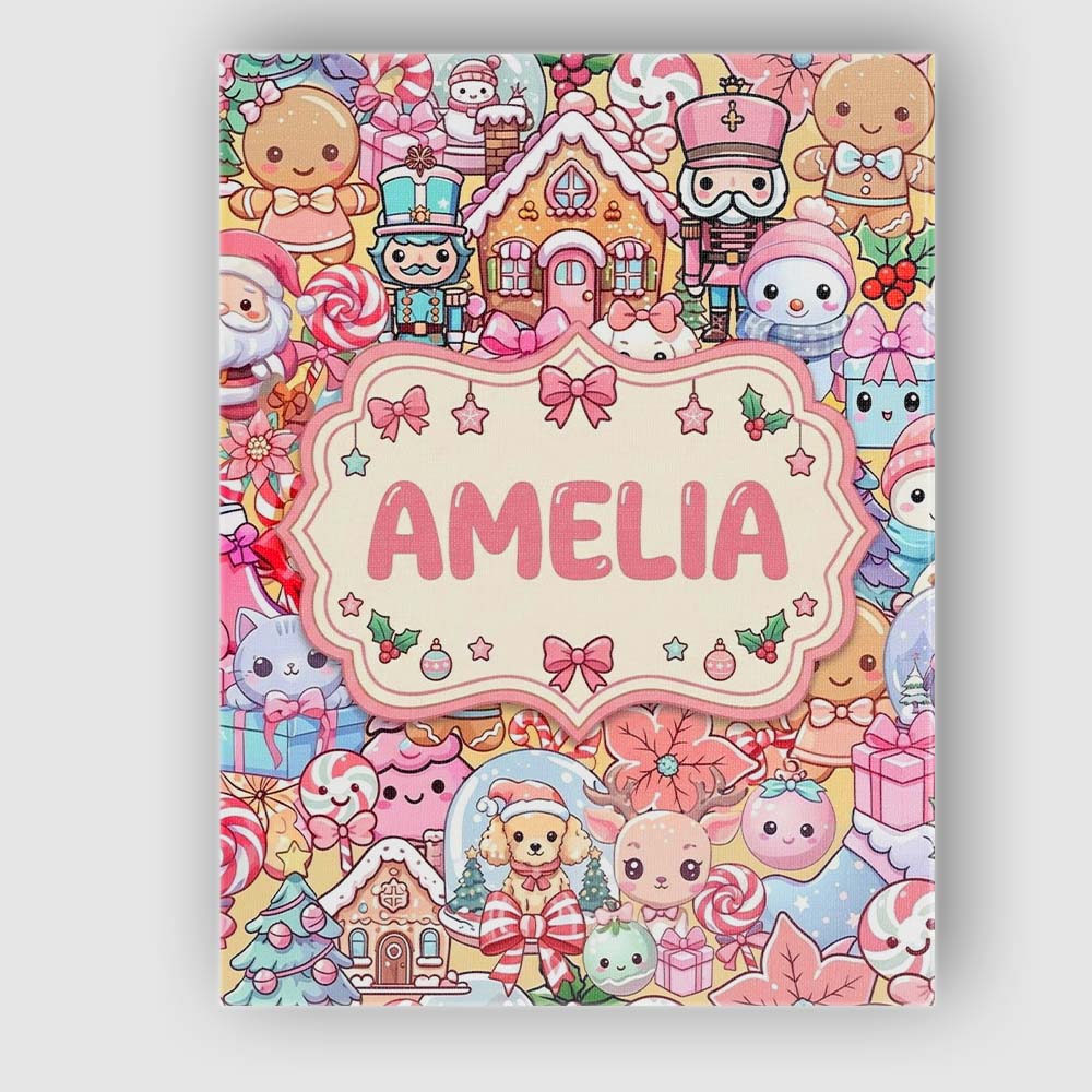 Personalised Name Cute Christmas Gingerbread Custom Bespoke  Contemporary Display Canvas Wall Art Print Decor Picture Ready to Hang