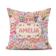 Custom Name Cute Christmas Gingerbread Candy Warm Beige Seamless Square Filled Cushion Throw Pillow Sofa Bed Home Decor Zip Washable UK Made