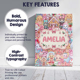 Personalised Name Cute Christmas Gingerbread Custom Bespoke  Contemporary Display Canvas Wall Art Print Decor Picture Ready to Hang