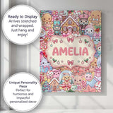 Personalised Name Cute Christmas Gingerbread Custom Bespoke  Contemporary Display Canvas Wall Art Print Decor Picture Ready to Hang