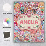 Personalised Name Cute Christmas Gingerbread Custom Bespoke  Contemporary Display Canvas Wall Art Print Decor Picture Ready to Hang