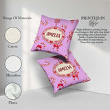 Custom Name Cute Candy Cane Bows Pastel Purple Seamless Pattern Square Filled Cushion Throw Pillow Sofa Bed Home Decor Zip Washable UK Made