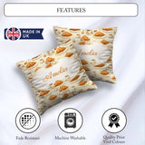 Custom Name Croissant and Coffee French Seamless Pattern Neutral Square Filled Cushion Throw Pillow Sofa Bed Home Decor Zip Washable UK Made