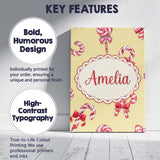 Personalised Name Cute Candy Cane Bows Warm Custom  Bespoke Interior Contemporary Canvas Wall Art Print Decor Picture Ready to Hang