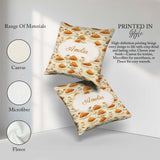 Custom Name Croissant and Coffee French Seamless Pattern Neutral Square Filled Cushion Throw Pillow Sofa Bed Home Decor Zip Washable UK Made