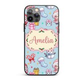 Cute Santa Snowman Gifts Candy Printed Design Custom Name Protective Phone Case Mobile Cover Durable Everyday Smartphone Shock Resistant