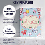 Personalised Name Cute Santa Snowman Gifts Custom  Unique Gift Idea Elegant Feature Canvas Wall Art Print Decor Picture Ready to Hang