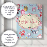 Personalised Name Cute Santa Snowman Gifts Custom  Unique Gift Idea Elegant Feature Canvas Wall Art Print Decor Picture Ready to Hang
