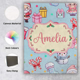 Personalised Name Cute Santa Snowman Gifts Custom  Unique Gift Idea Elegant Feature Canvas Wall Art Print Decor Picture Ready to Hang