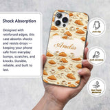 Croissant and Coffee French Breakfast Seamless Custom Name Protective Phone Case Mobile Cover Durable Everyday Smartphone Shock Resistant