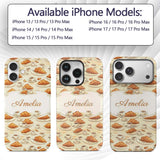 Croissant and Coffee French Breakfast Seamless Custom Name Protective Phone Case Mobile Cover Durable Everyday Smartphone Shock Resistant