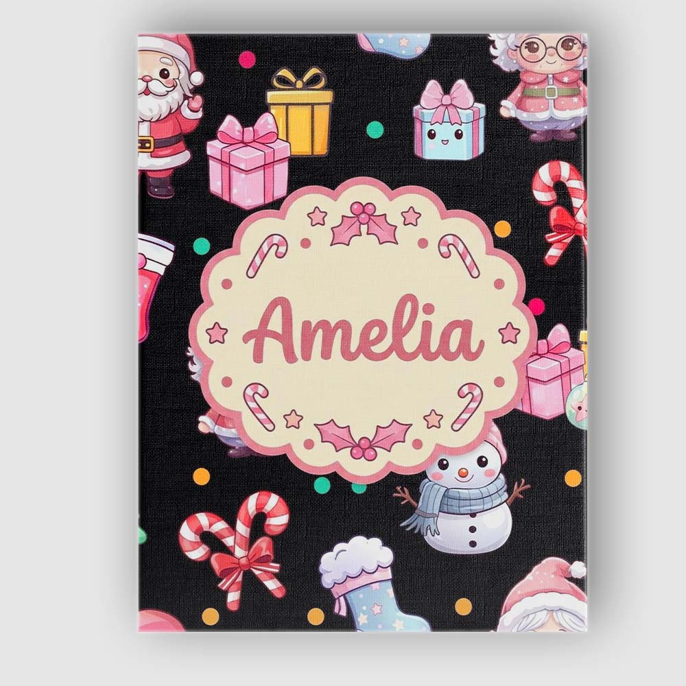 Personalised Name Cute Santa Snowman Gifts Custom  Unique Gift Idea Elegant Feature Canvas Wall Art Print Decor Picture Ready to Hang