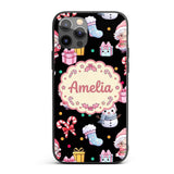 Cute Santa Snowman Gifts Candy Printed Design Custom Name Protective Phone Case Mobile Cover Durable Everyday Smartphone Shock Resistant