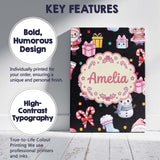Personalised Name Cute Santa Snowman Gifts Custom  Unique Gift Idea Elegant Feature Canvas Wall Art Print Decor Picture Ready to Hang