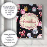 Personalised Name Cute Santa Snowman Gifts Custom  Unique Gift Idea Elegant Feature Canvas Wall Art Print Decor Picture Ready to Hang