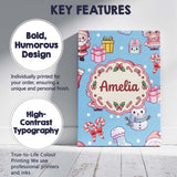 Personalised Name Cute Santa Snowman Gifts Custom  Unique Gift Idea Elegant Feature Canvas Wall Art Print Decor Picture Ready to Hang